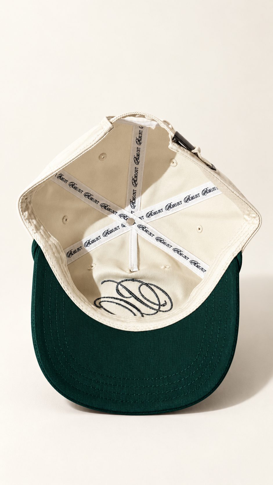 Inside of the Palms Out 5-Panel Unstructured cap with branded binding tape