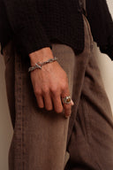 CAIRO tiger's eye silver statement ring, sculptural setting, stainless steel — Palms Out
