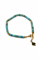 CAPRI gold beaded turquoise bracelet, detail — Palms Out