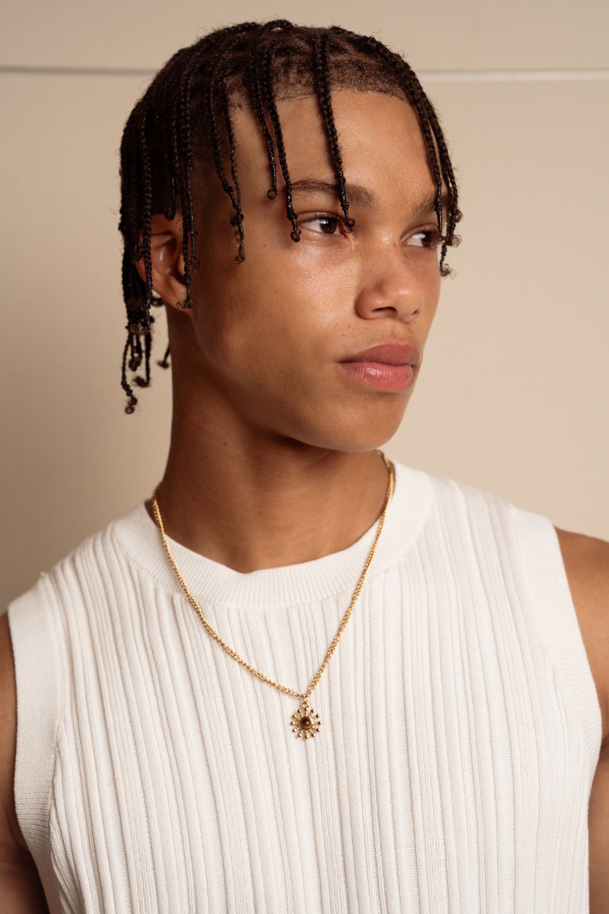 AMALFI sun pendant gold necklace on fine chain — Palms Out