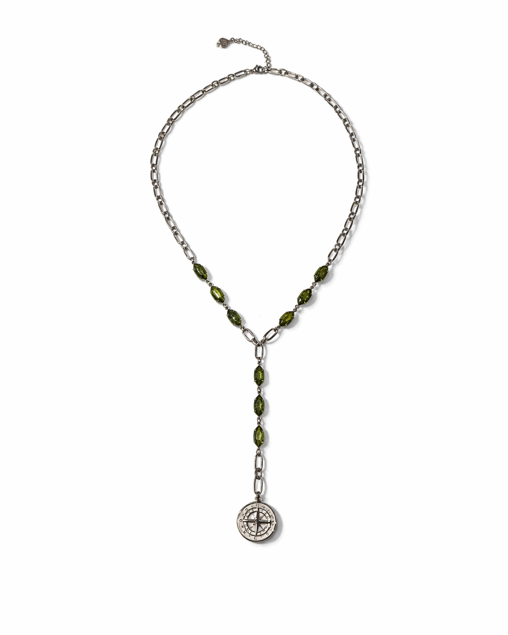 LAGOS Y-drop gold necklace, compass pendant detail — Palms Out