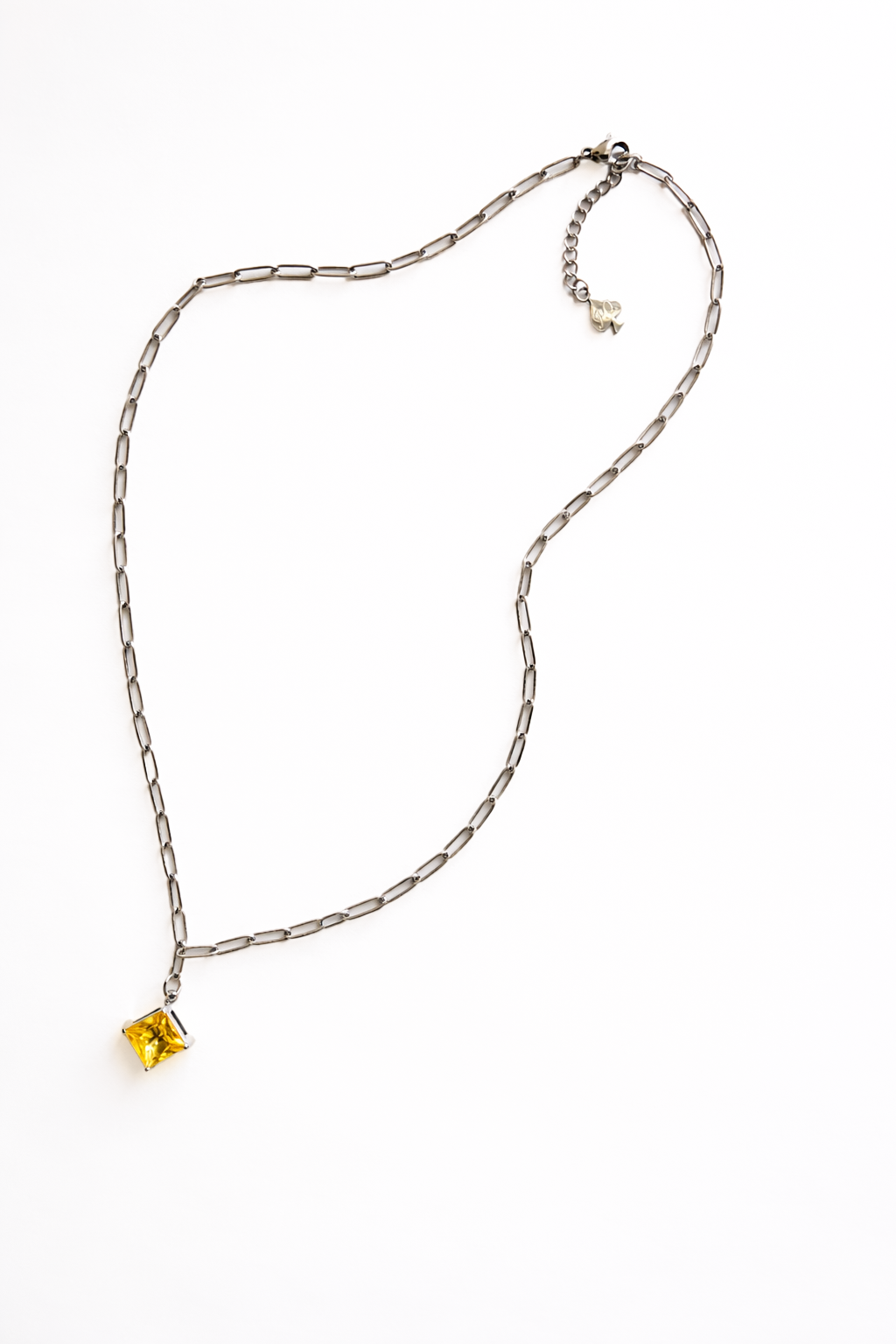 MILAN gold paperclip chain necklace with canary yellow stone pendant — Palms Out