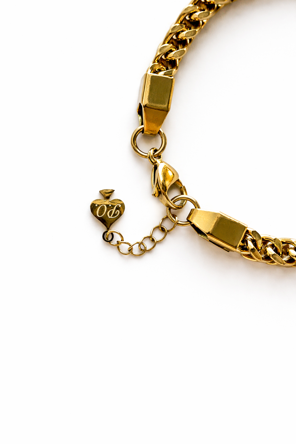 SAINT-TROPEZ woven gold chain bracelet with engraved Palms Out tag