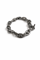 SANTORINI stainless steel link chain bracelet with engraved logo tag — Palms Out