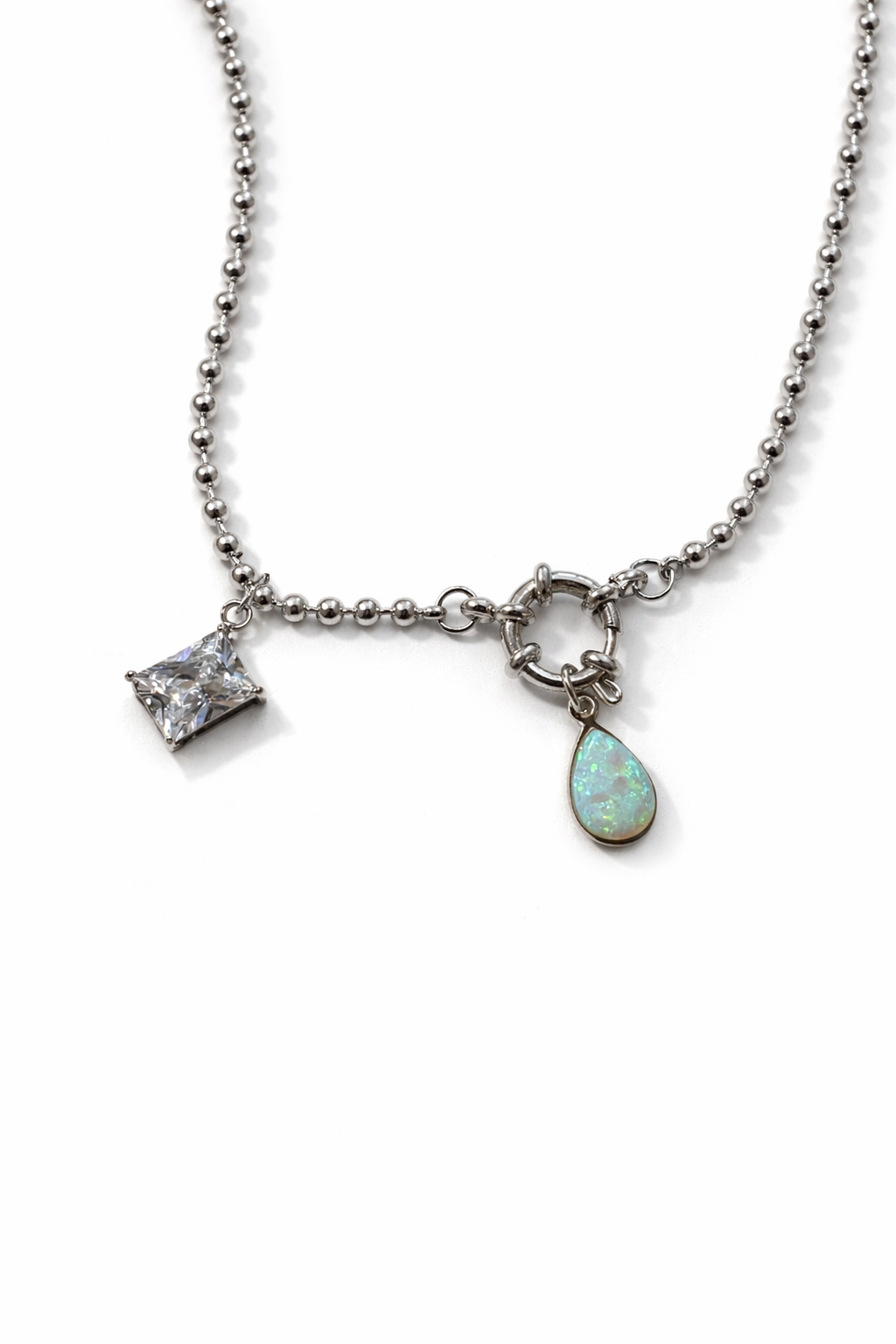 BARCELONA beaded necklace with opal charm pendant — Palms Out