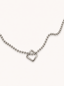VERONA geometric square pendant beaded chain necklace, stainless steel — Palms Out