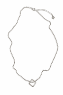 VERONA beaded chain necklace with hollow square pendant on white background — Palms Out