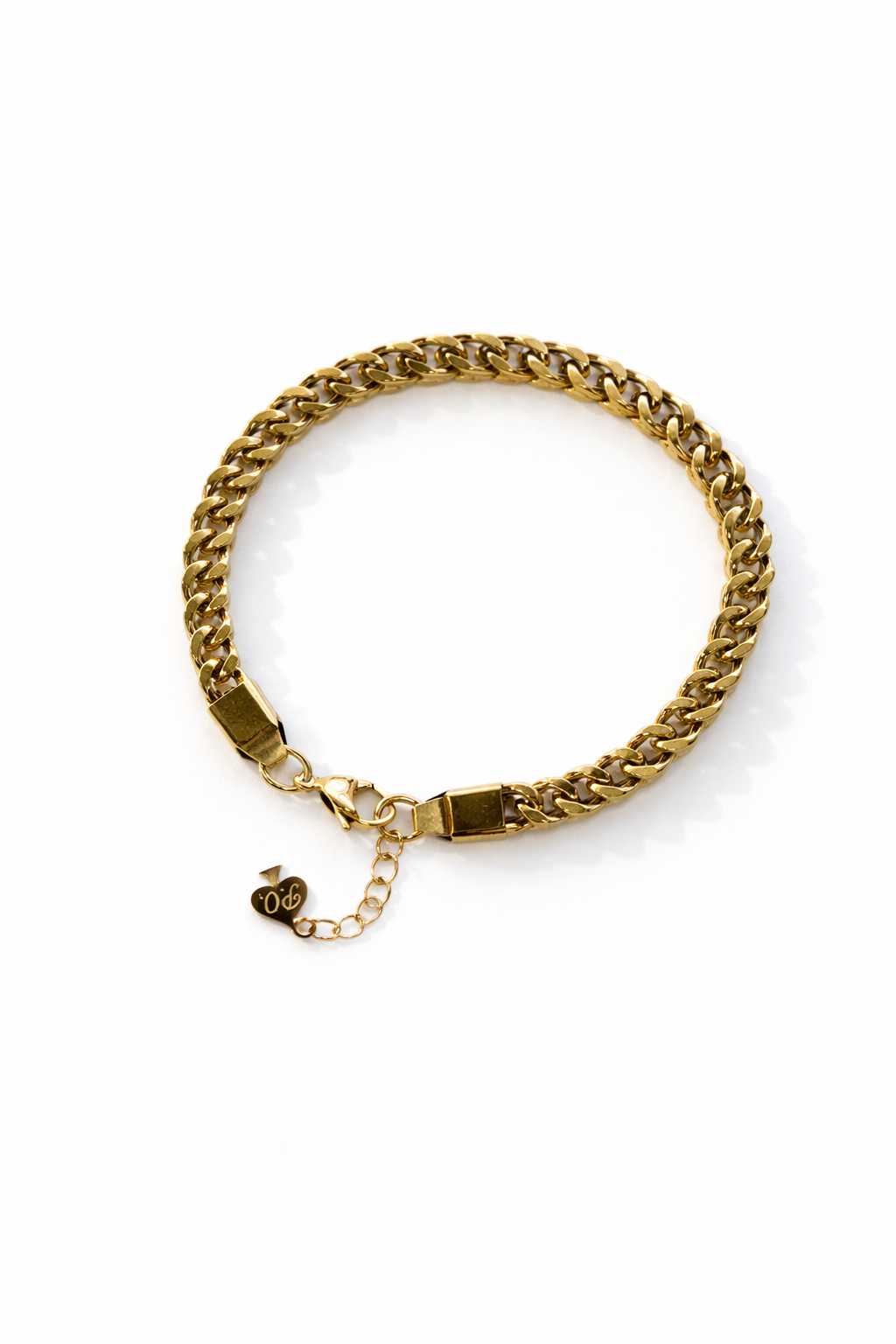 SAINT-TROPEZ woven gold chain bracelet with engraved Palms Out tag