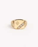 ZURICH gold signet ring with cubic zirconia, 18k PVD gold on stainless steel — Palms Out